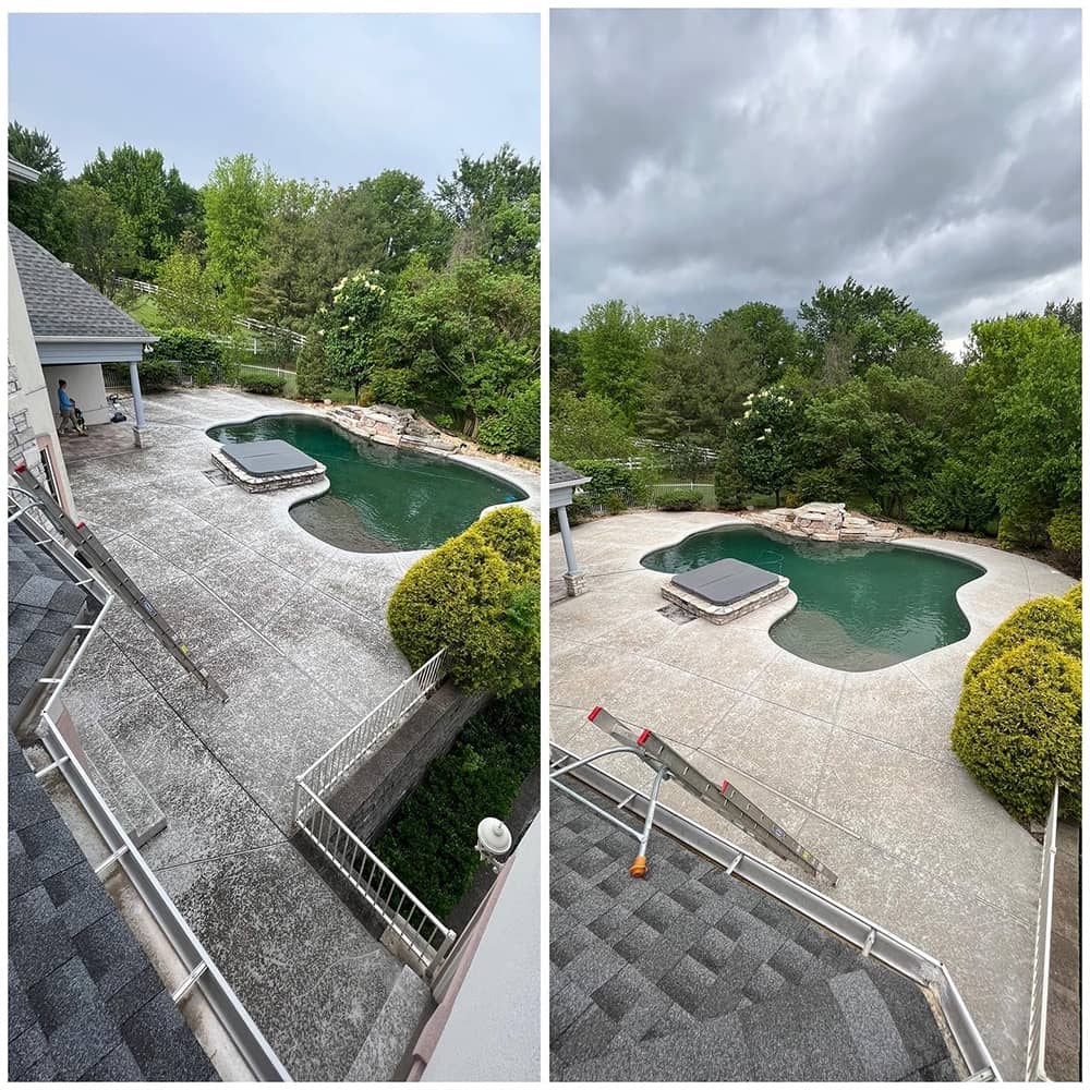 pool deck before and after cleaning